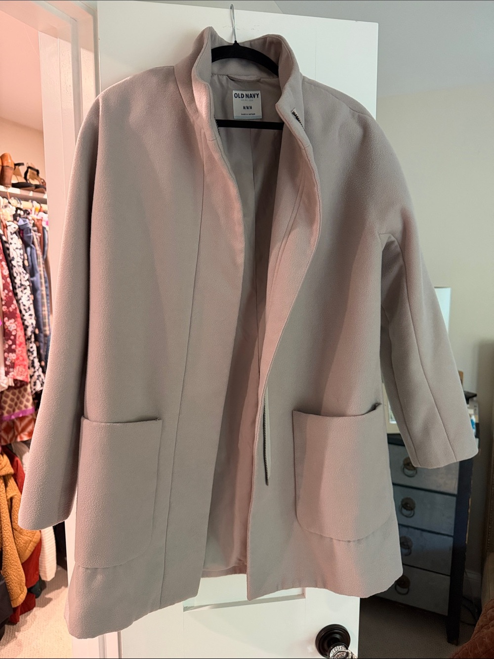 Old Navy Women's Soft Grey Zippered Trench Coat